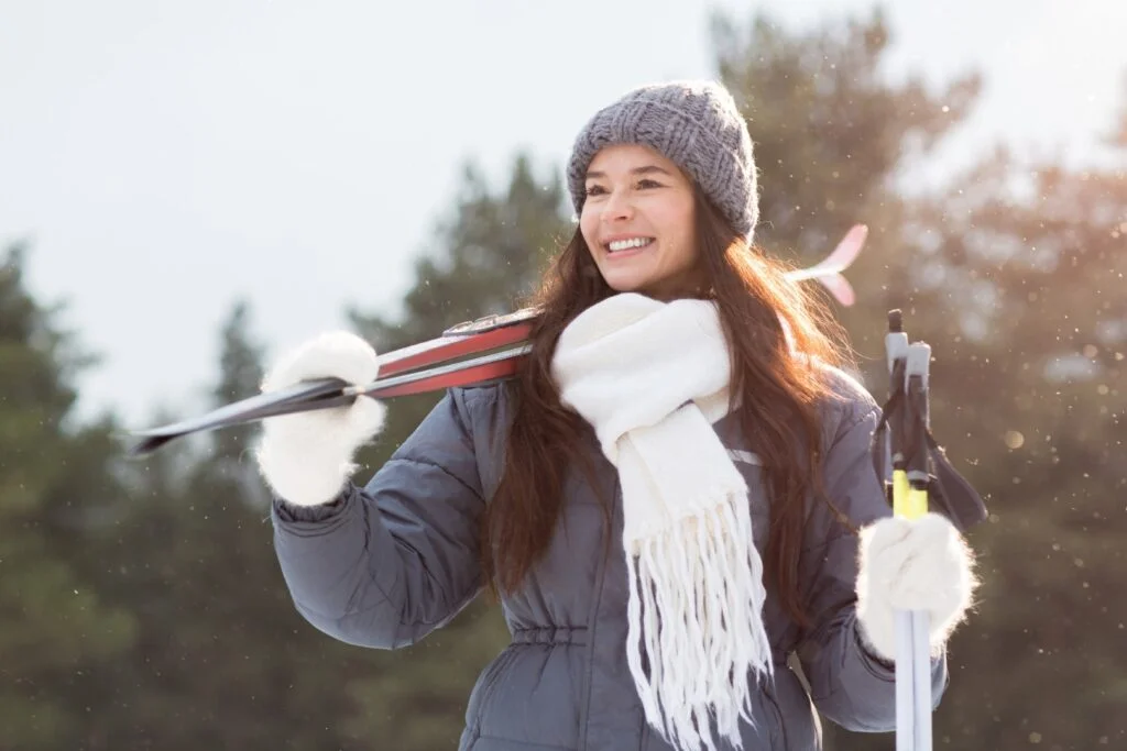 une femme qui fait du ski de fond à Winkel dans le Sundgau